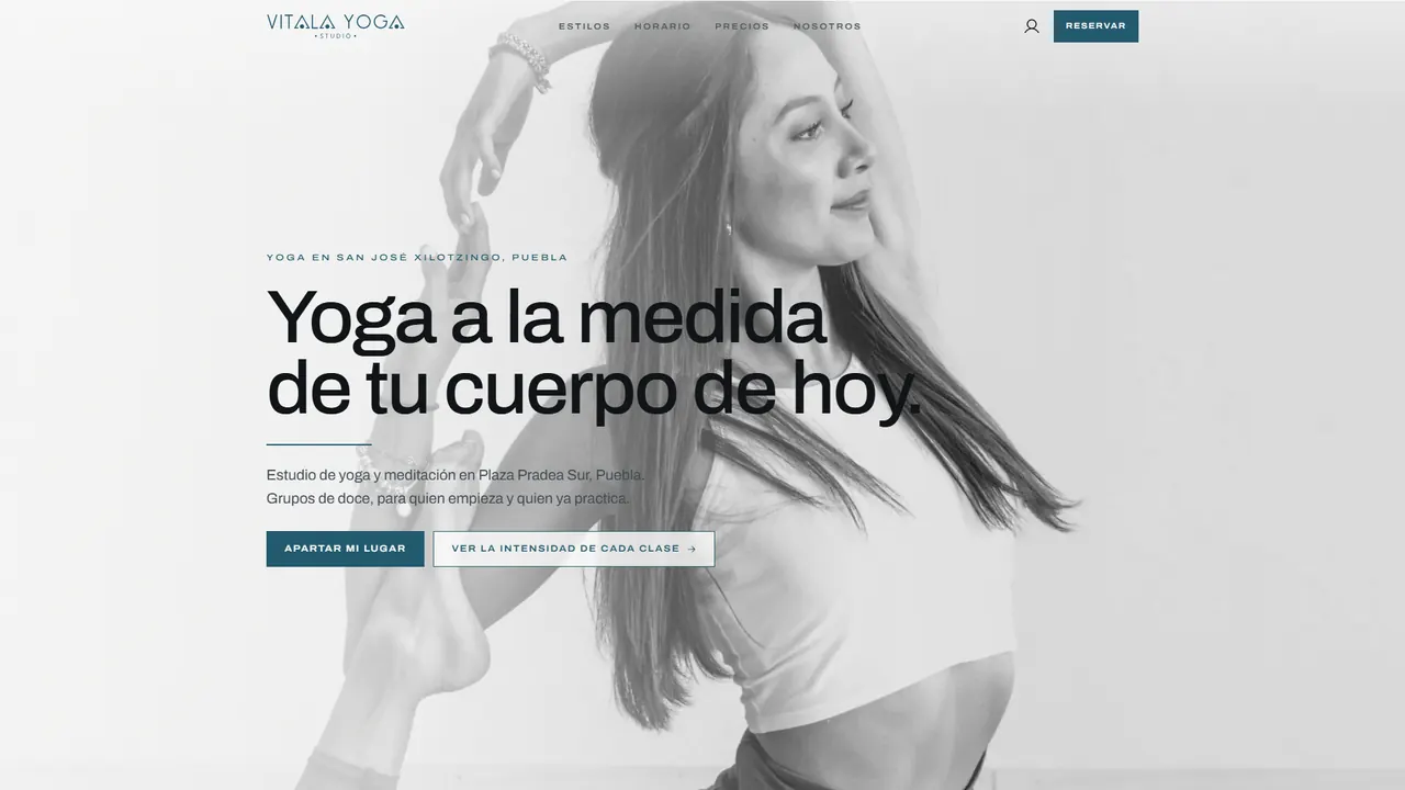 Vitala Yoga Studio website, built by Cosmogen