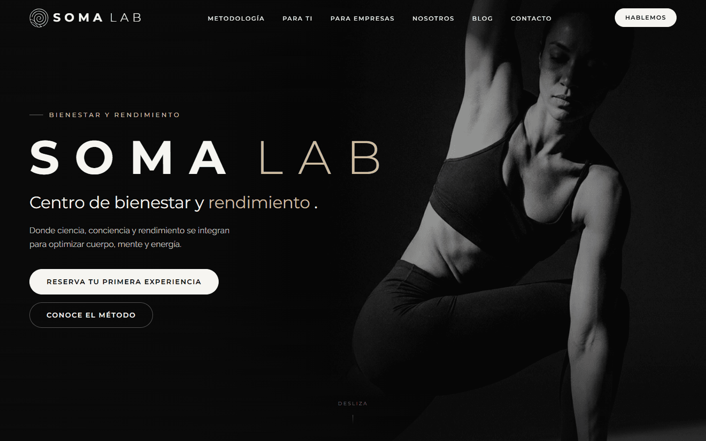 Soma Lab website, a wellness studio in Puebla